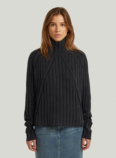 Washed Loose Turtle Knit